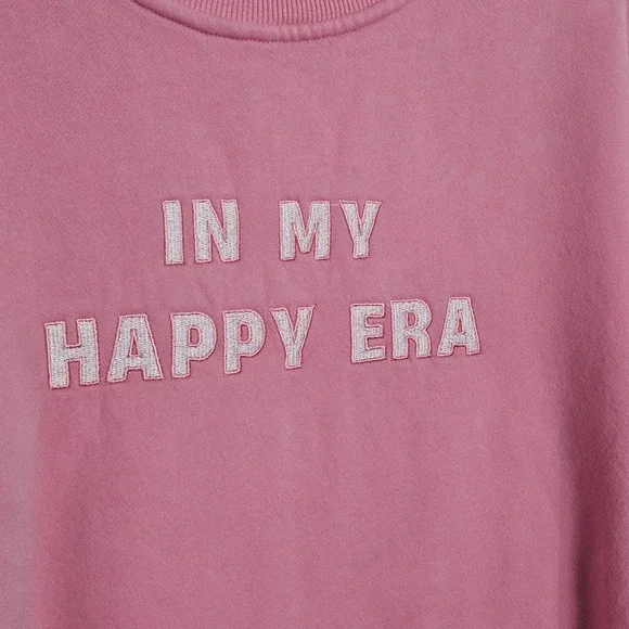 Sun Kissed Coconut Womens Sweatshirt Sz M Pink Crewneck Embroidered Happy Era - Picture 9 of 9